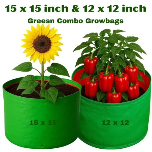 Ultimate Combo: 15x15 and 12x12 Inch MLPE Growbags for Gardening