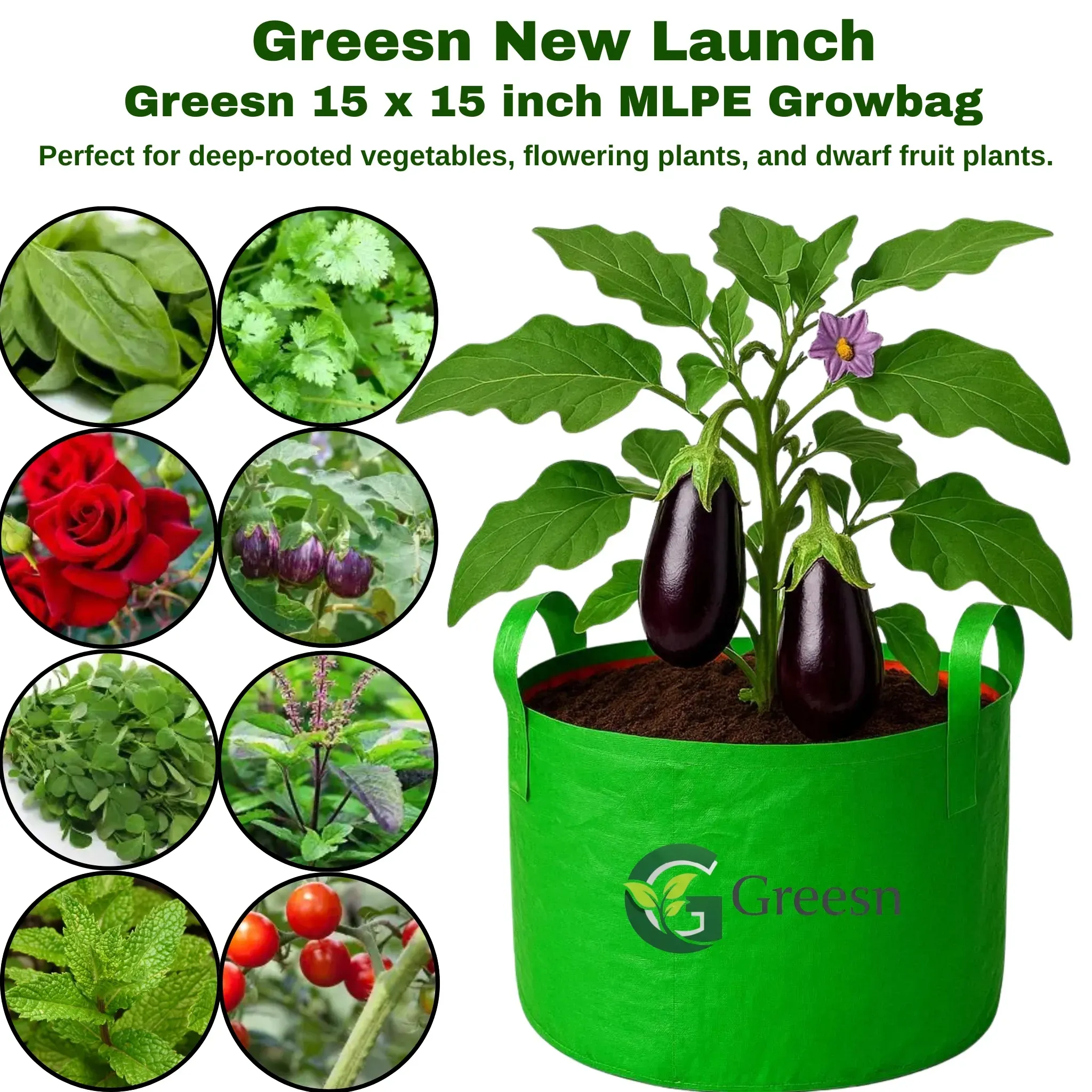 Handle 15x15 MLPE Greesn Growbag