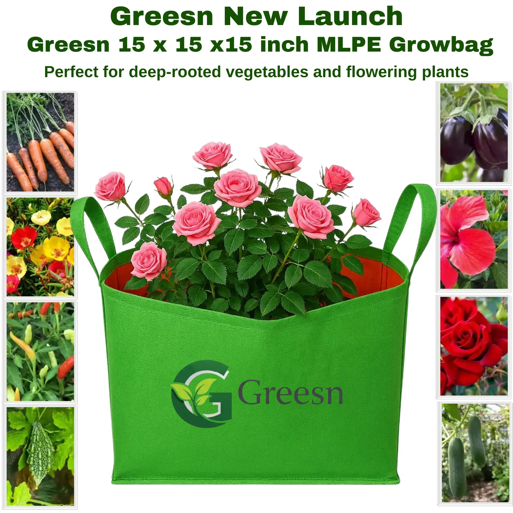 15x15x15 MLPE Handle Greesn growbag