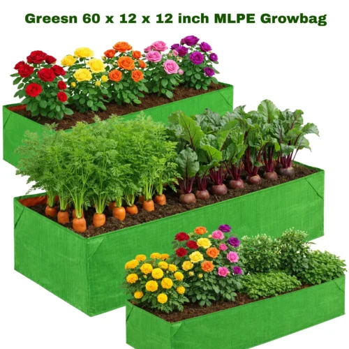 Elite MLPE quality 60x12x12 inch rectangle grow bag for terrace and home gardening.