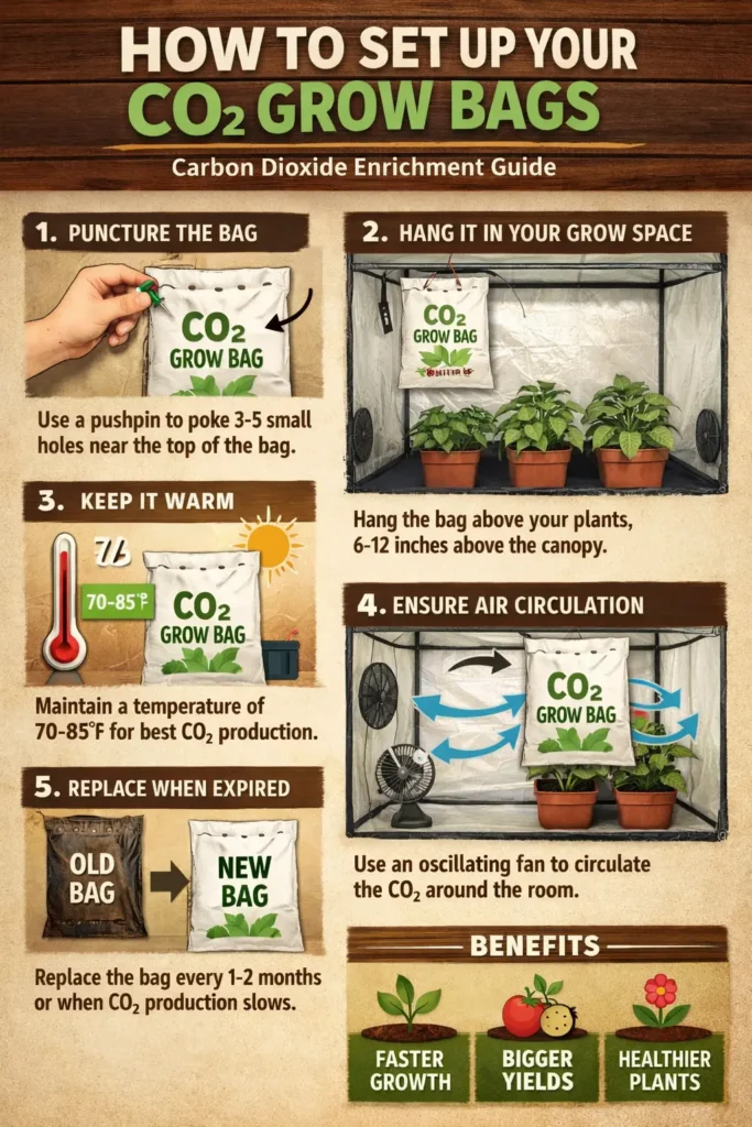 How do I set up my Carbon dioxide Grow bags ?